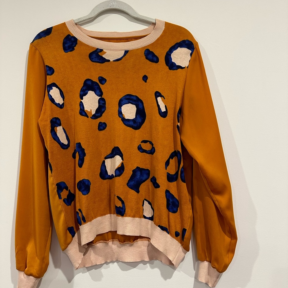 3.1 Philip Lim for Target Orange Leopard Print Long Sleeve Blouse Size LG